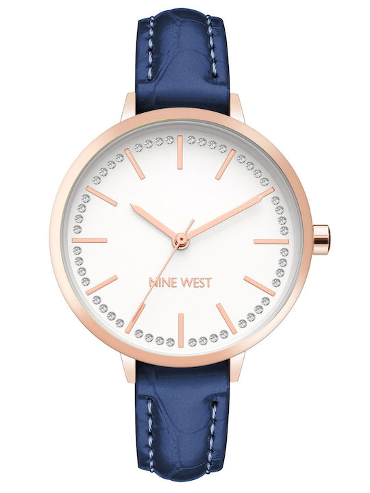 Nine West Γυναικείο Ρολόι 34mm Μπαταρίας με Μπλ...