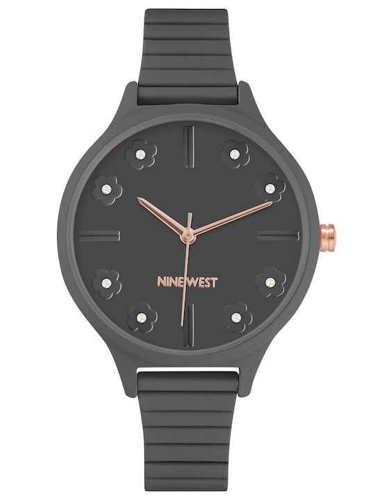 Nine West Damen Uhr mit Gray Kautschukarmband