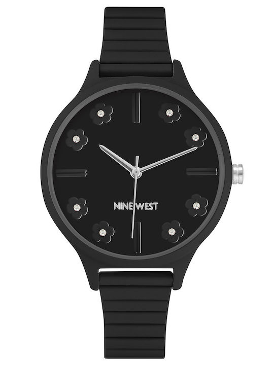Nine West Women's Watch with Black Rubber Strap