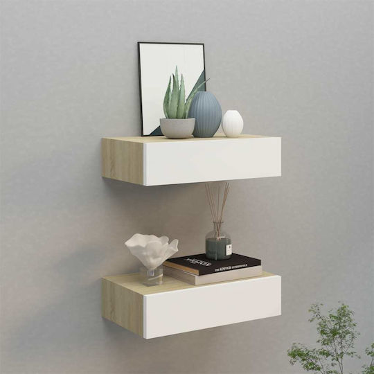 Wooden Wall Shelves - White (2 Pieces) 40x23.5x10cm
