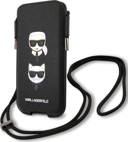 Karl Lagerfeld Saffiano Metal Logo S/M Sock & Pouch Black KLHCP12MOPHKMK