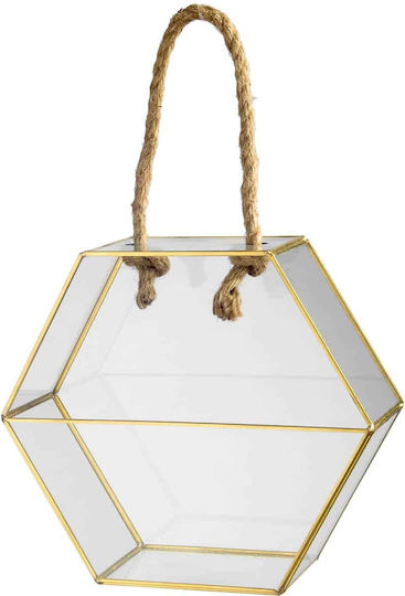 JK Home Decoration Tabletop Glass Lantern Transparent 22x8.5x28cm