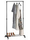 Tres-1 Wheeled Floor Garment Rack made of Metal Black 74.5x41.5x157cm
