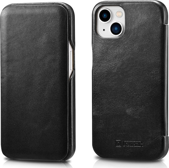 iCarer Curved Edge Vintage Book Δερμάτινο Μαύρο (iPhone 13 mini)