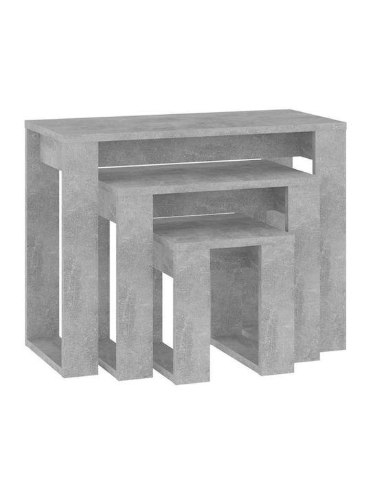 Rectangular Set Zigon de Lemn Beton gri 3buc L61xP28xH47cm.