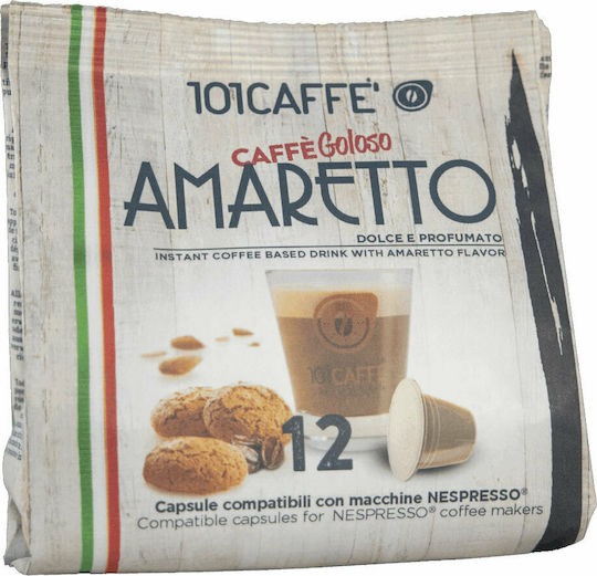 101Caffè Kapseln Espresso Amaretto Kompatibel mit Maschine Nespresso 12Mützen
