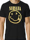 Smiley Distressed Tricou Nirvana Negru Bumbac NIRVTEE46MB-S