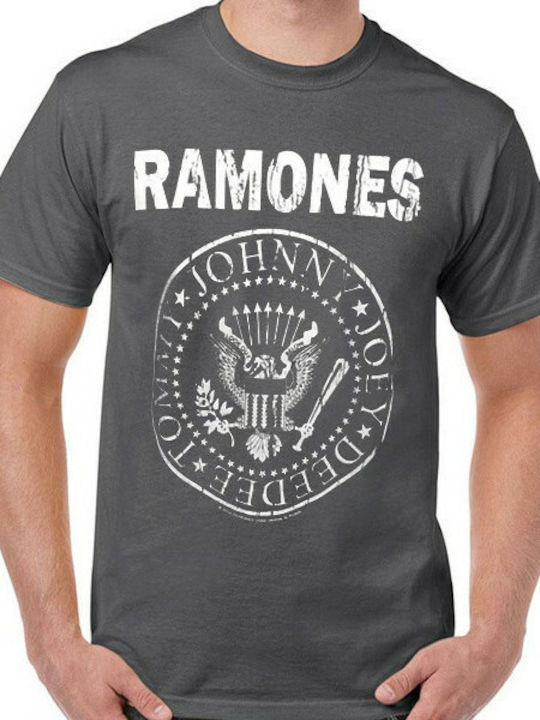 Pegasus Ramones Seal Distressed T-shirt Γκρι Βαμβακερό