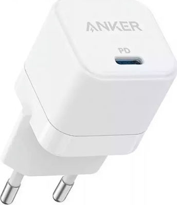 Anker Încărcător Fără Cablu cu Port USB-C 20W Livrarea energiei / Încărcare rapidă 3.0 Albς (Powerport III Cube)