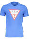 Guess Men's Short Sleeve T-shirt with V-Neck Light Blue