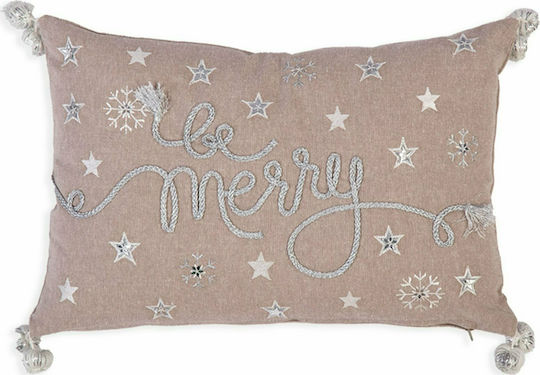 Nef-Nef Homeware Weihnachtsdekoratives Kissen Christmas Snow Rechteckig Gray 45x30cm