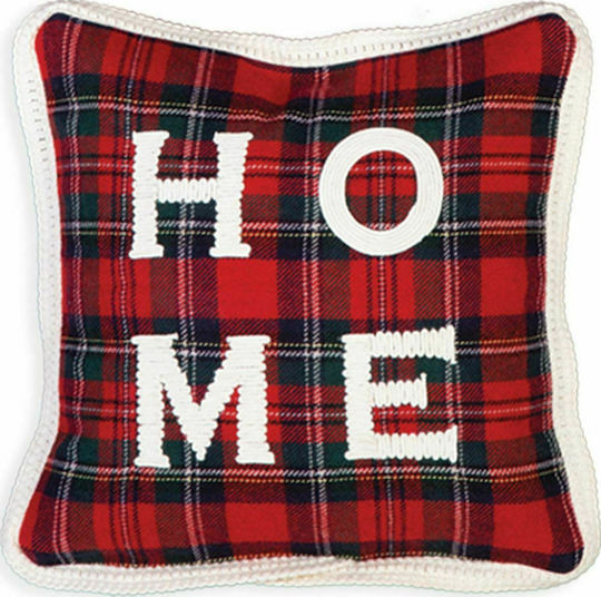 Nef-Nef Homeware Коледна Декоративна Възглавница Christmas Check Квадрат Червено 30x30cm