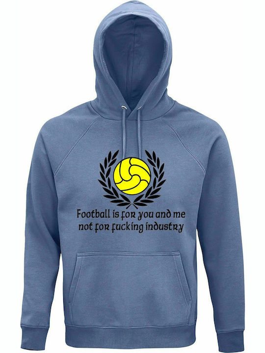 Kapuzenpulli Unisex, Bio "Gegen modernen Fottball", Blau