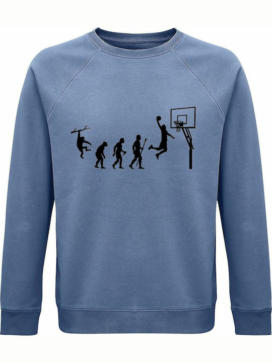 Sweatshirt Unisex, Organic "Basketball Evolution", Blue