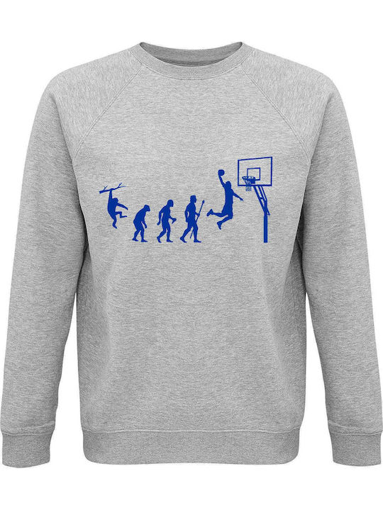 Sweatshirt Unisex, Organic "Basketball Evolution", Grey melange