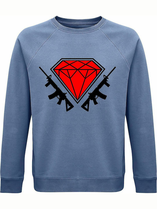 Sweatshirt Unisex, Organic " Diamond Guns ", Blue