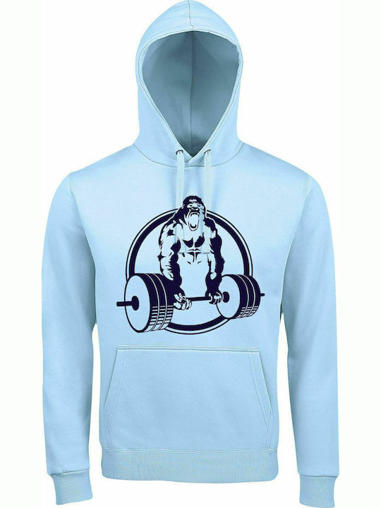 Hoodie Unisex " Beast Mode ", Creamy blue