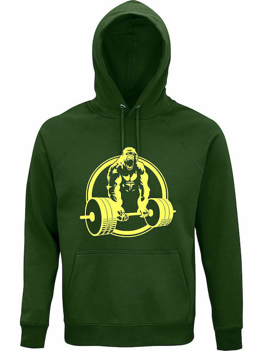 Hoodie Unisex, Organic " Beast Mode ", Dark green