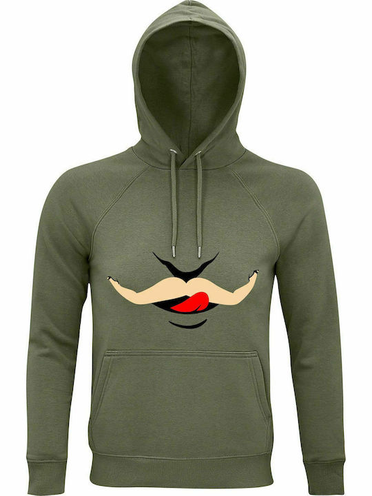 Unisex Hoodie, Organic " Kinky Lover ", Khaki