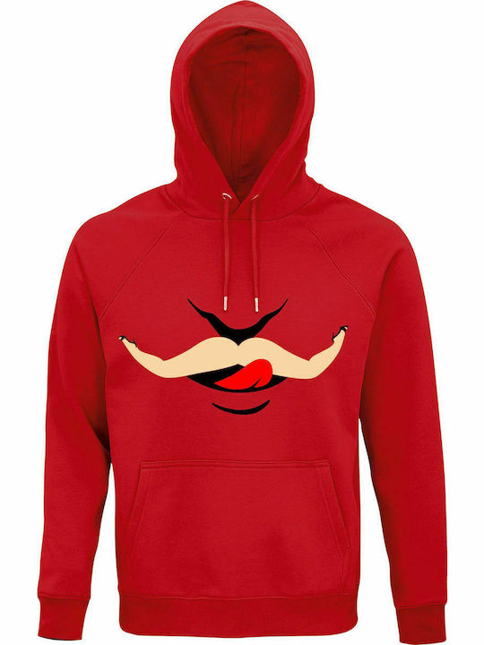 Unisex Hoodie, Organic " Kinky Lover ", Red