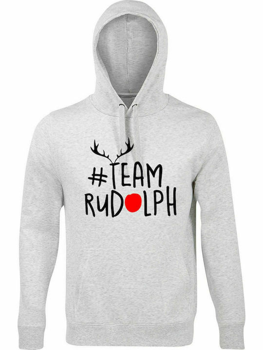 Hoodie Unisex, Organic " Team Rudolf, Christmas "Ash