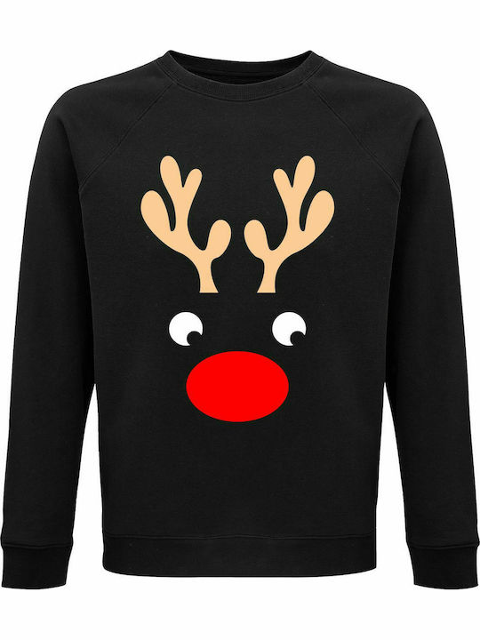 Sweatshirt Unisex, Organic " Rudolph The Red Nosed Reindeer, Christmas ", Black