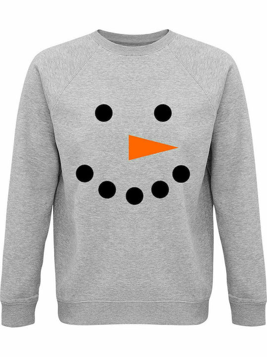 Sweatshirt Unisex, Organic " Snoawman ", Grey Melange