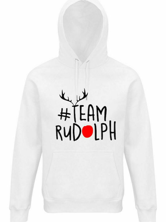 Hoodie Unisex, Organic " Team Rudolf, Christmas " White