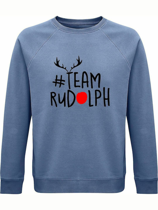 Sweatshirt Unisex, Bio " Team Rudolf, Weihnachten " Blau