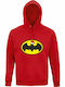 Hoodie Unisex, Organic " Batman loves Christmas ", Red