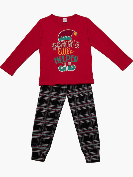 Minerva Παιδική Πιτζάμα Χειμωνιάτικη Κόκκινη Xmas Elf