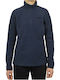 Daybreaker Winter Women's Fleece Blouse Hiking Long Sleeve with Zipper Navy Blue