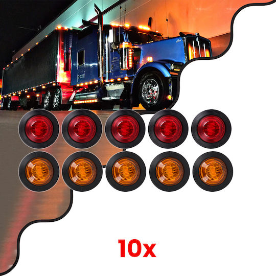 GloboStar Truck Volume Lights 10pcs Truck Volume Lights SMD 5730 1W 24V Waterproof IP65 24V - Red 85308