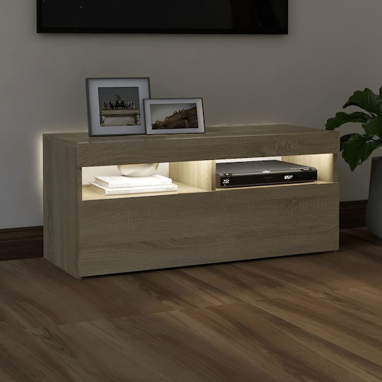 Έπιπλο Τηλεόρασης με Φωτισμό LED Sonoma Δρυς Μ90xΠ35xΥ40cm