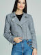 Figl M607 Women's Short Biker Jacket for Spring or Autumn Gray 116254