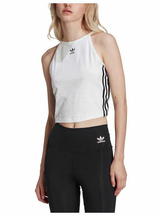 Women's Athletic Crop Top with Straps White