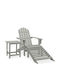 Deckchair Wooden Adirondack Gray with Table 2pcs 147.5x69.5x89.5cm.