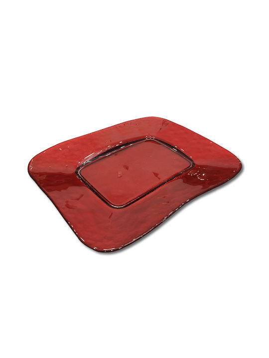 Red platter 31cm glass Sisley PLTE00104