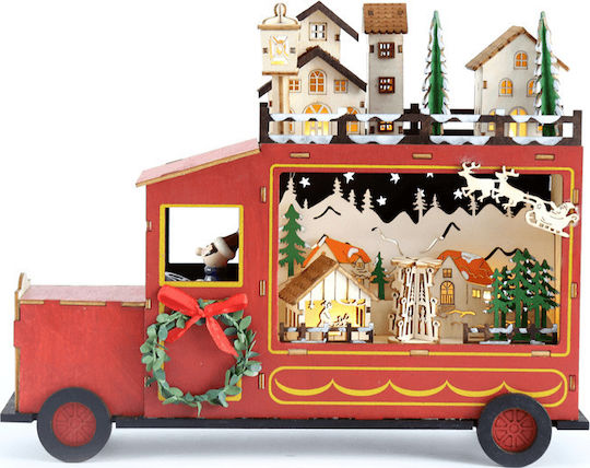 Aca Beleuchtet Weihnachtliche Holz Figur Auto Rot Länge 31cm