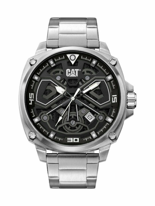 CAT Tokyo Ανδρικό Ρολόι 44mm Μπαταρίας με Ασημί Μεταλλικό Μπρασελέ