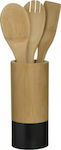 Click Bamboo Cooking Utensil Set with Base Beige 3pcs