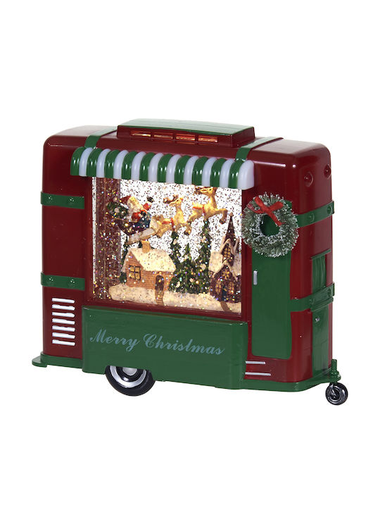 Trolley Christmas Decorative Kiosk Lighted with Santa Claus 23.5x9x19cm (Μiscellaneous Colors) with Water and Light