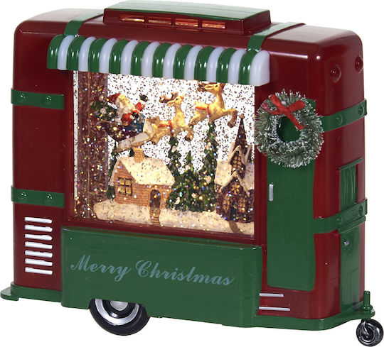 Trolley Christmas Decorative Kiosk Lighted with Santa Claus 23.5x9x19cm (Μiscellaneous Colors) with Water and Light