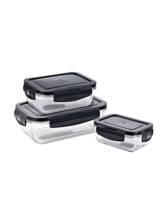 Benetton Lunch Box Glass Black 3pcs