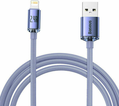 Baseus Crystal Shine Împletit USB-A la Cablu Lightning Violet 2m (CAJY000105)