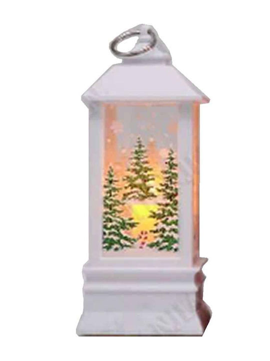 JK Home Decoration Χριστουγεννιάτικο Φαναράκι Λευκό Μπαταρίας 13.5x5.5εκ.