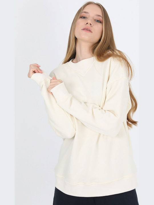 John Frank Χειμερινή Γυναικεία Βαμβακερή Μπλούζα Πιτζάμας Λευκή