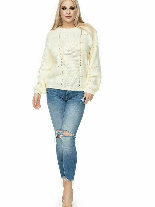 PeeKaBoo 30059 Women's Long Sleeve Sweater Cream 131602