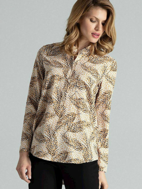 Figl M663 Women's Blouse Long Sleeve Brown 132485