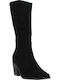 106.2A-1442 Suede Women's Ankle Boots with Medium Heel Black